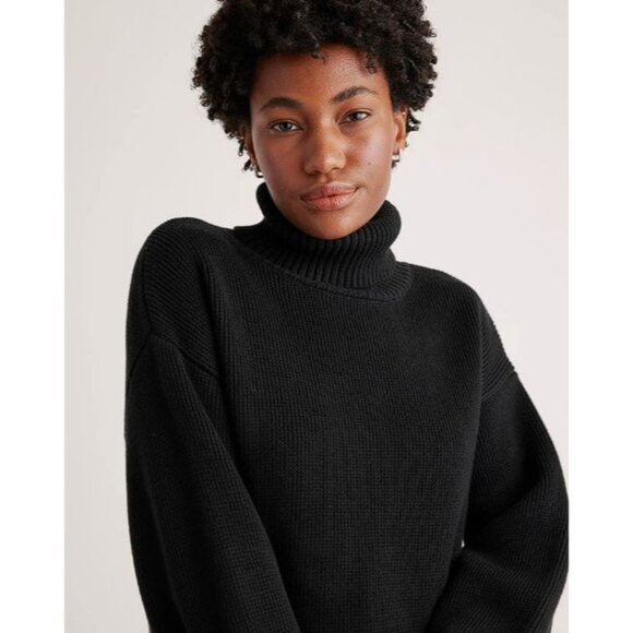 Quince 100% Organic Cotton Turtleneck Sweater Black Small - Picture 5 of 5